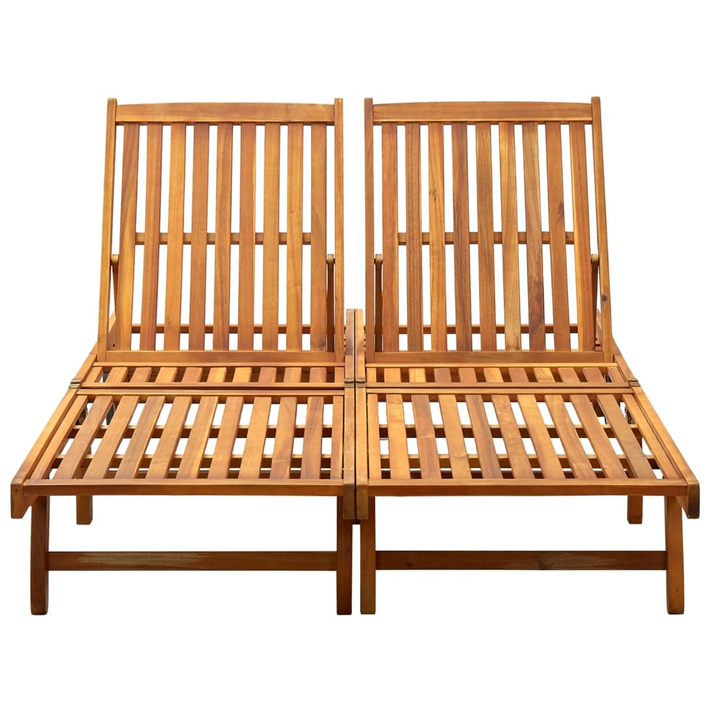 Chaise longue double en bois d'acacia massif