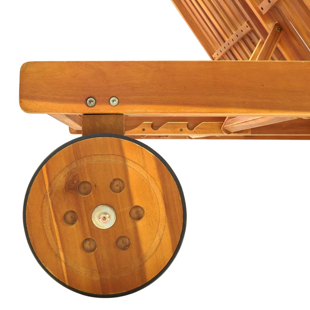 Chaise longue double en bois d'acacia massif