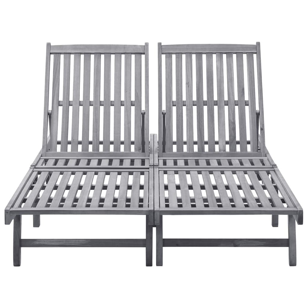 Chaise longue double en bois d'acacia massif