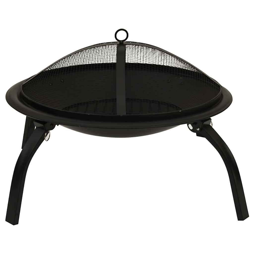 2-in-1 fire pit and grill with poker 56x56x49 cm steel