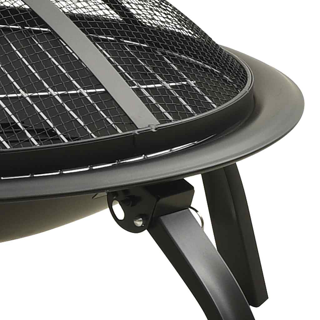 2-in-1 fire pit and grill with poker 56x56x49 cm steel