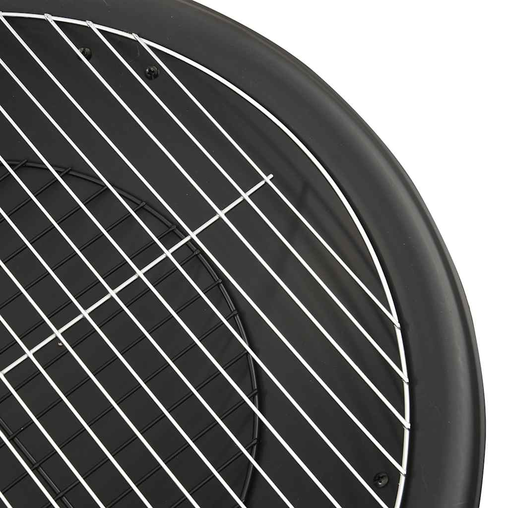 2-in-1 fire pit and grill with poker 56x56x49 cm steel
