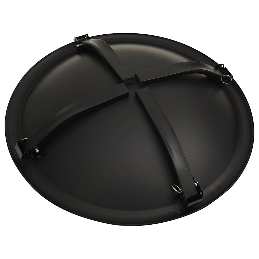 2-in-1 fire pit and grill with poker 56x56x49 cm steel