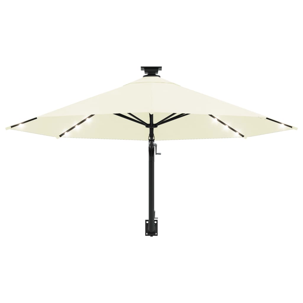 Sonnenschirm zur Wandmontage mit LEDs 300 cm Sandweiß