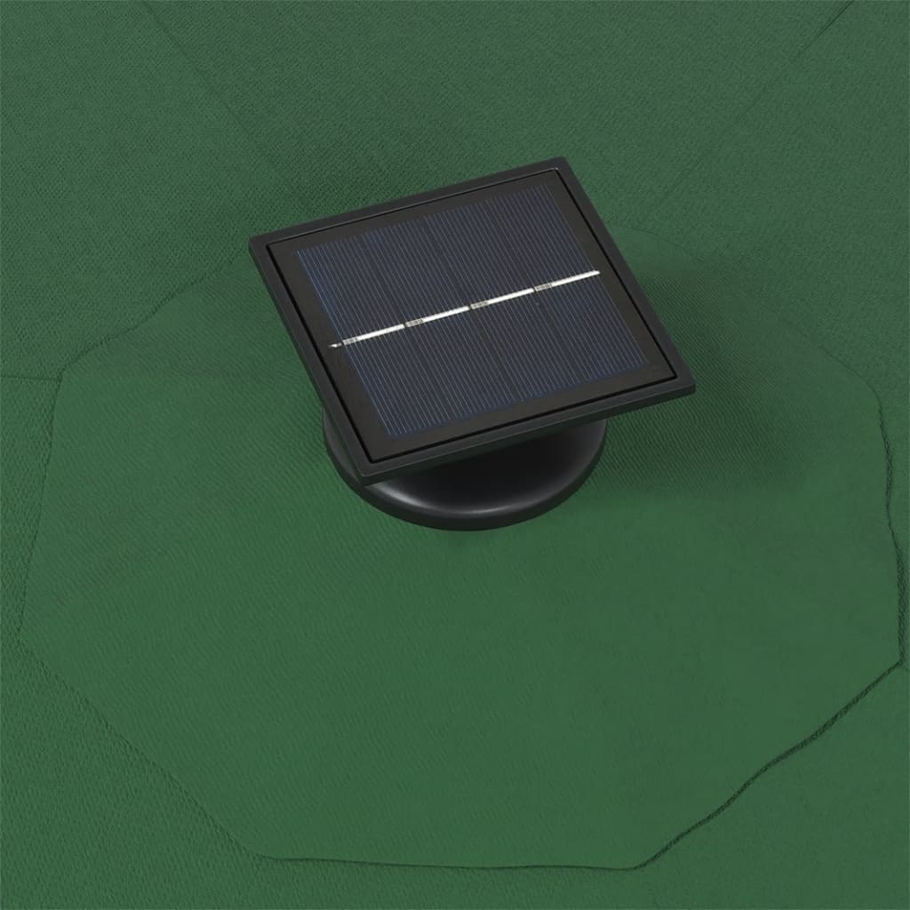 Wall-mounted parasol with LEDs 300 cm green
