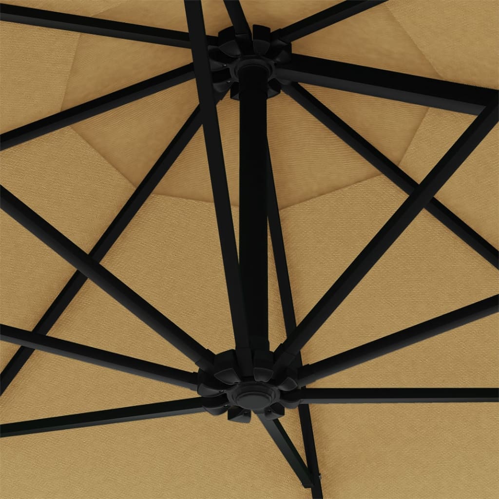 Wall-mounted parasol with LEDs 300 cm Taupe