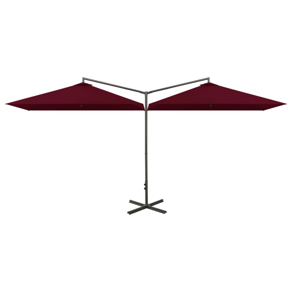 Doppel-Sonnenschirm mit Stahl-Mast 600x300 cm Bordeauxrot