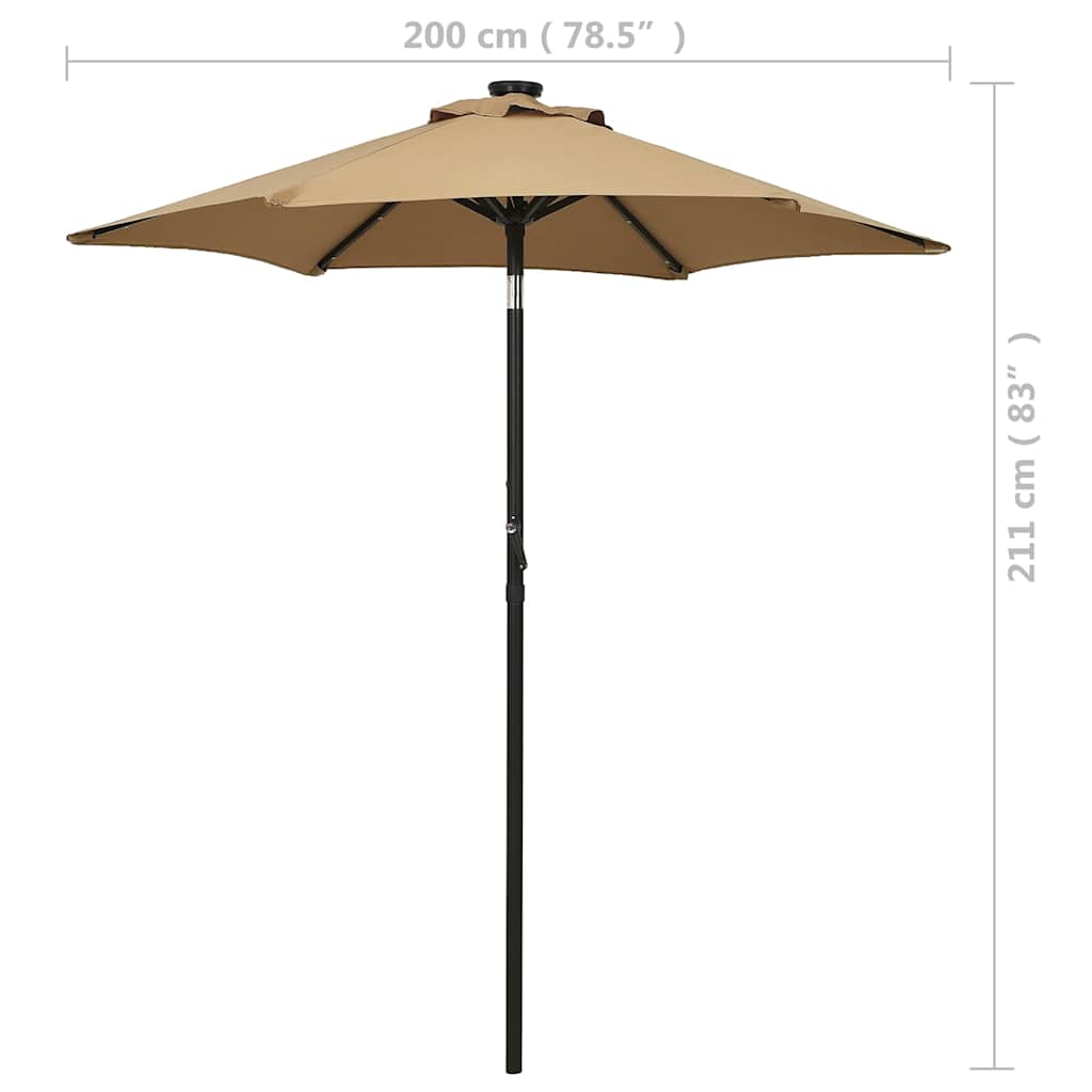 Sonnenschirm mit LED-Beleuchtung Taupe 200x211 cm Alu
