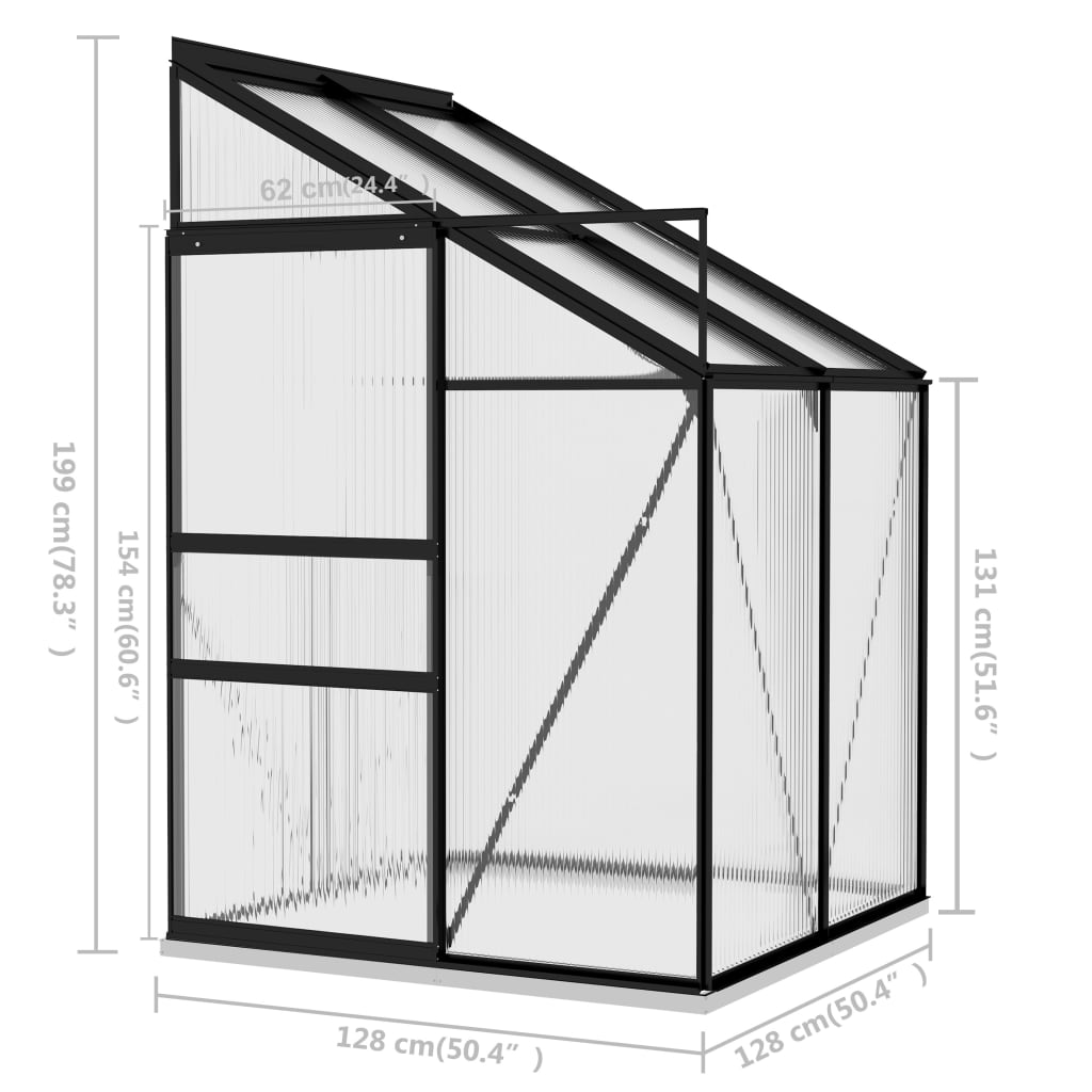 Anlehngewächshaus Anthrazit Aluminium 2,7 m³