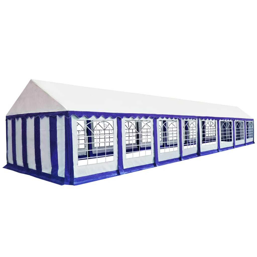 Gartenzelt PVC 6x16 m Blau und Weiß