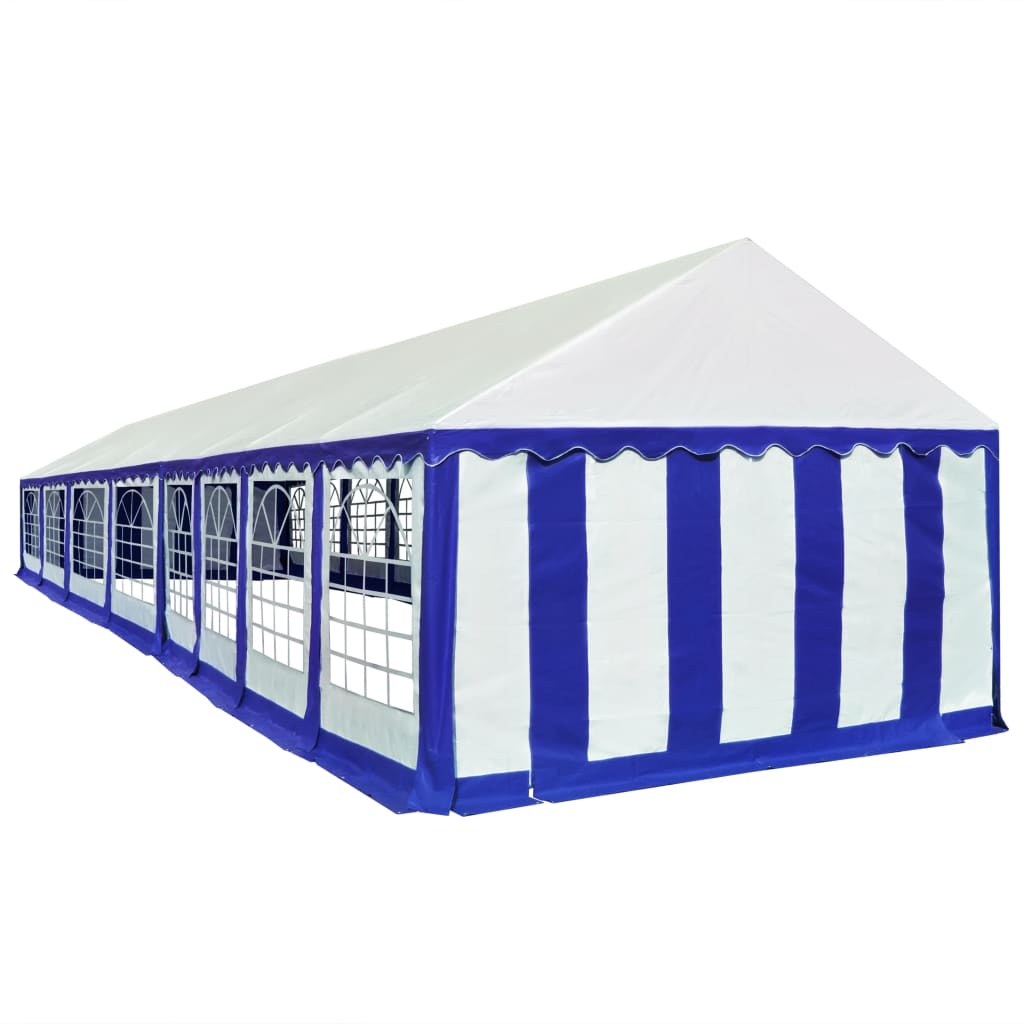 Gartenzelt PVC 6x16 m Blau und Weiß