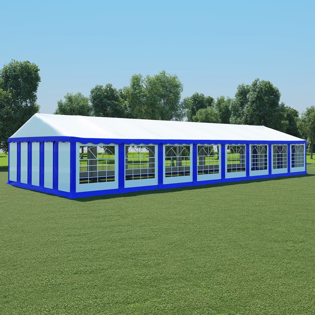 Gartenzelt PVC 6x16 m Blau und Weiß