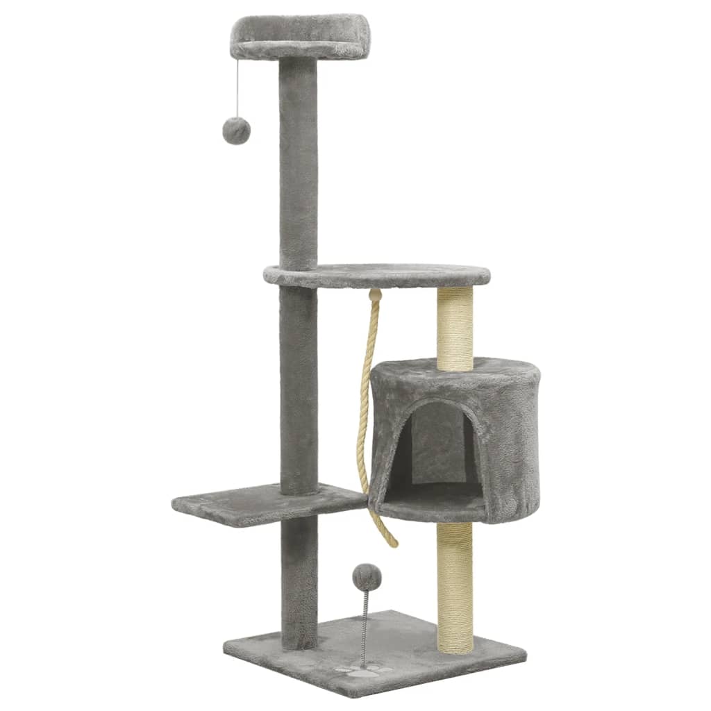 Katzenbaum mit Sisal-Kratzsäulen Grau 120 cm