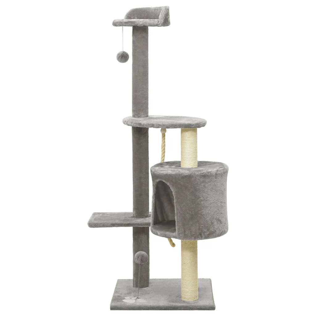 Katzenbaum mit Sisal-Kratzsäulen Grau 120 cm