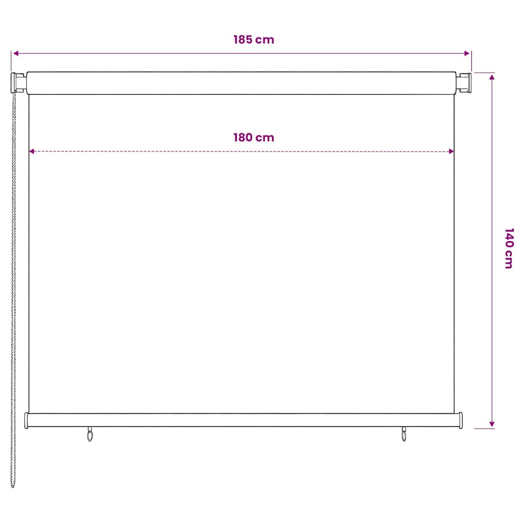 Außenrollo 185 (B)x140 (H) cm Schwarz