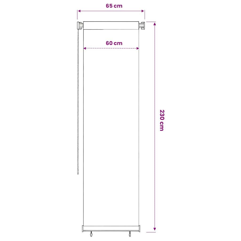 Außenrollo 65 (B)x230 (H) cm Schwarz HDPE