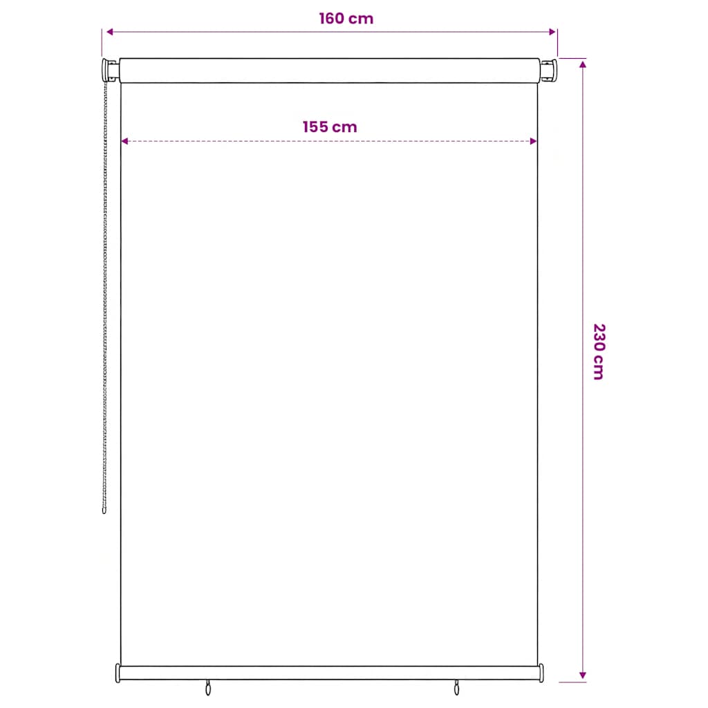 Außenrollo 165 (B) x 230 (H) cm Braun HDPE