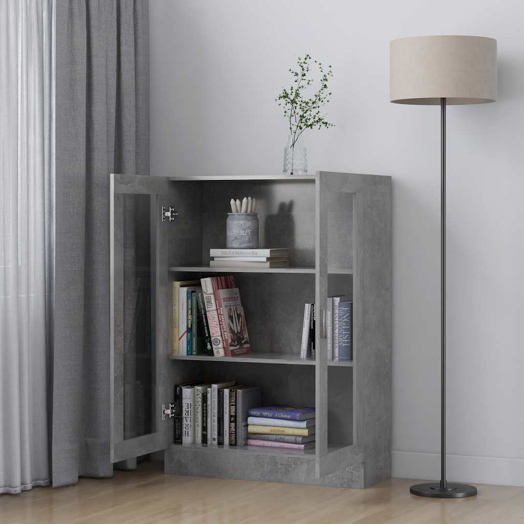 Display Cabinet Concrete Grey 82.5x30.5x115 cm Wood Material