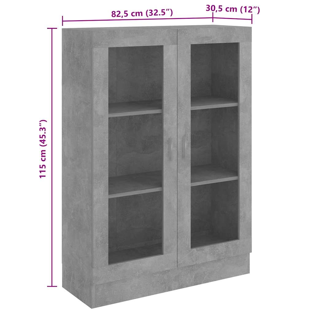 Display Cabinet Concrete Grey 82.5x30.5x115 cm Wood Material