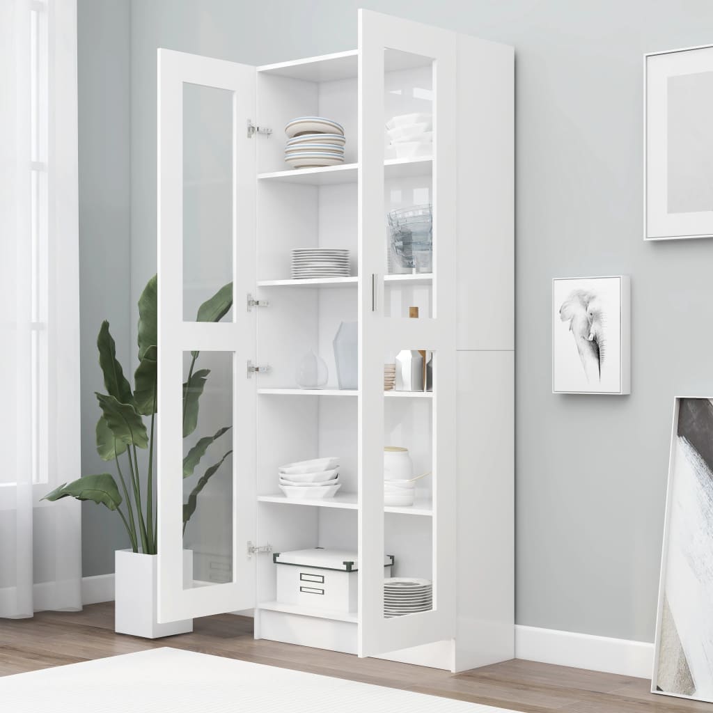 Vitrinenschrank Weiß 82,5x30,5x185 cm Holzwerkstoff