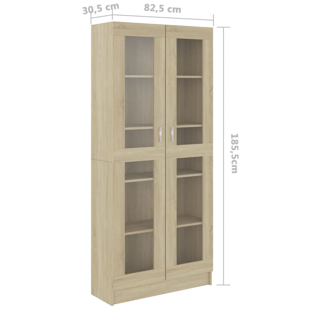 Vitrinenschrank Sonoma-Eiche 82,5x30,5x185 cm Holzwerkstoff