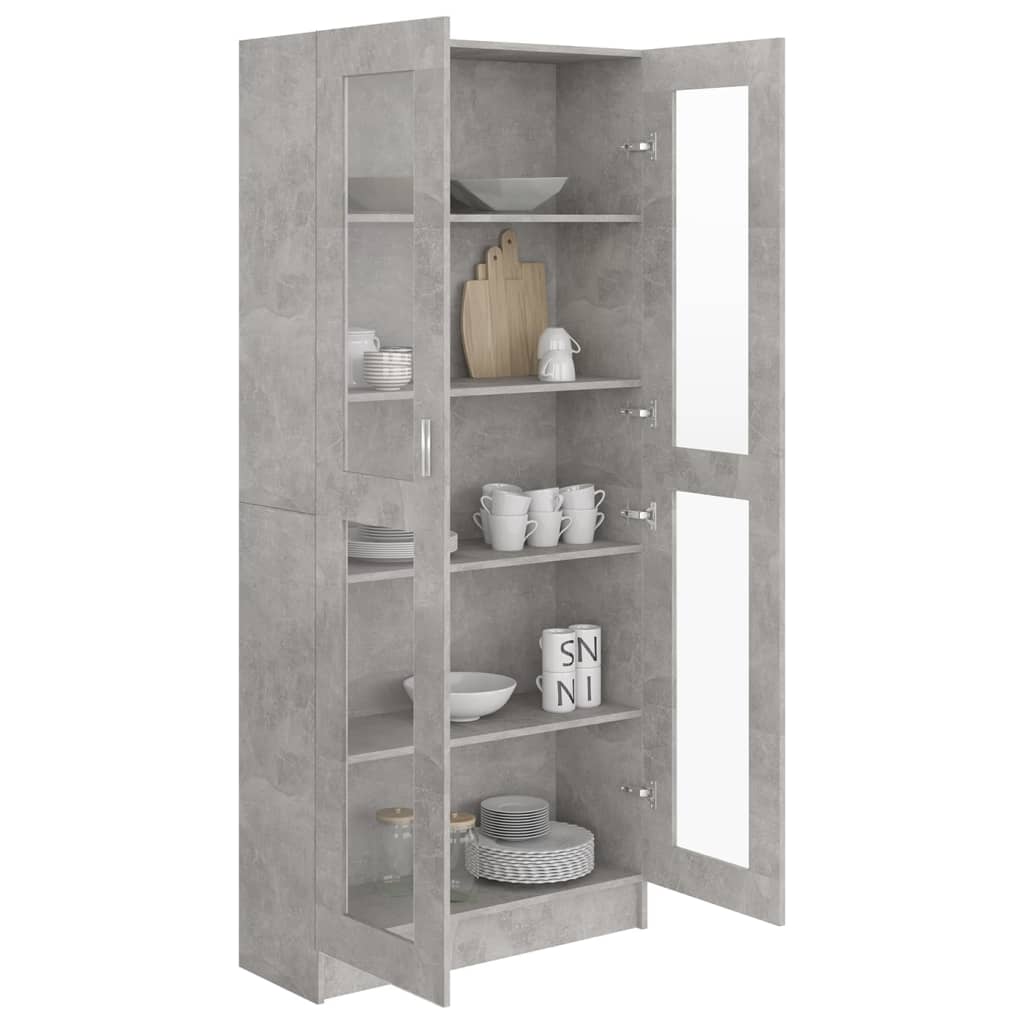 Display Cabinet Concrete Grey 82.5x30.5x185.5 cm Wood Material