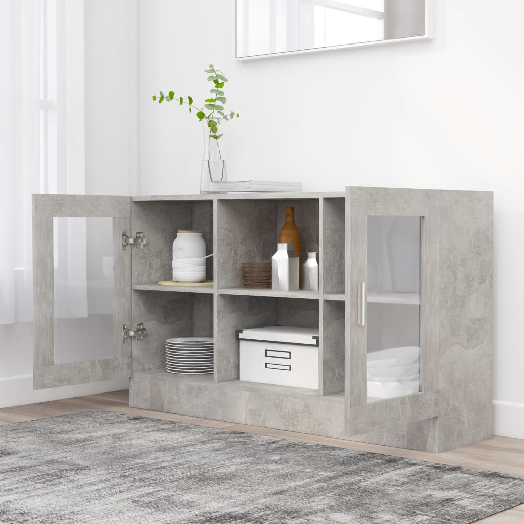 Display Cabinet Concrete Grey 120x30.5x70 cm Wood Material