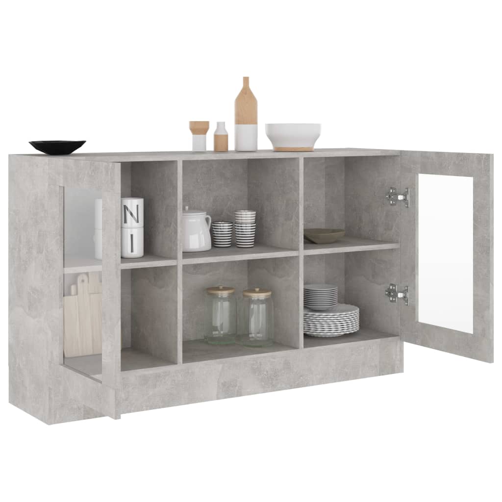 Display Cabinet Concrete Grey 120x30.5x70 cm Wood Material