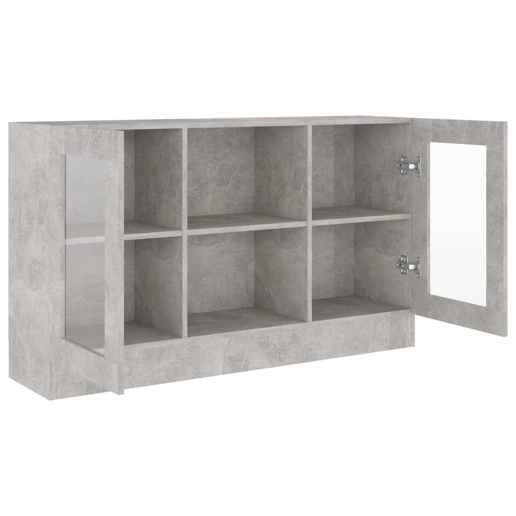 Display Cabinet Concrete Grey 120x30.5x70 cm Wood Material