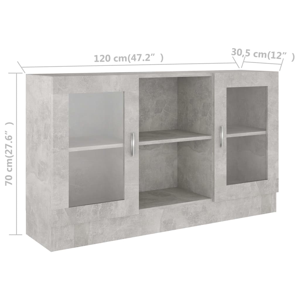 Display Cabinet Concrete Grey 120x30.5x70 cm Wood Material