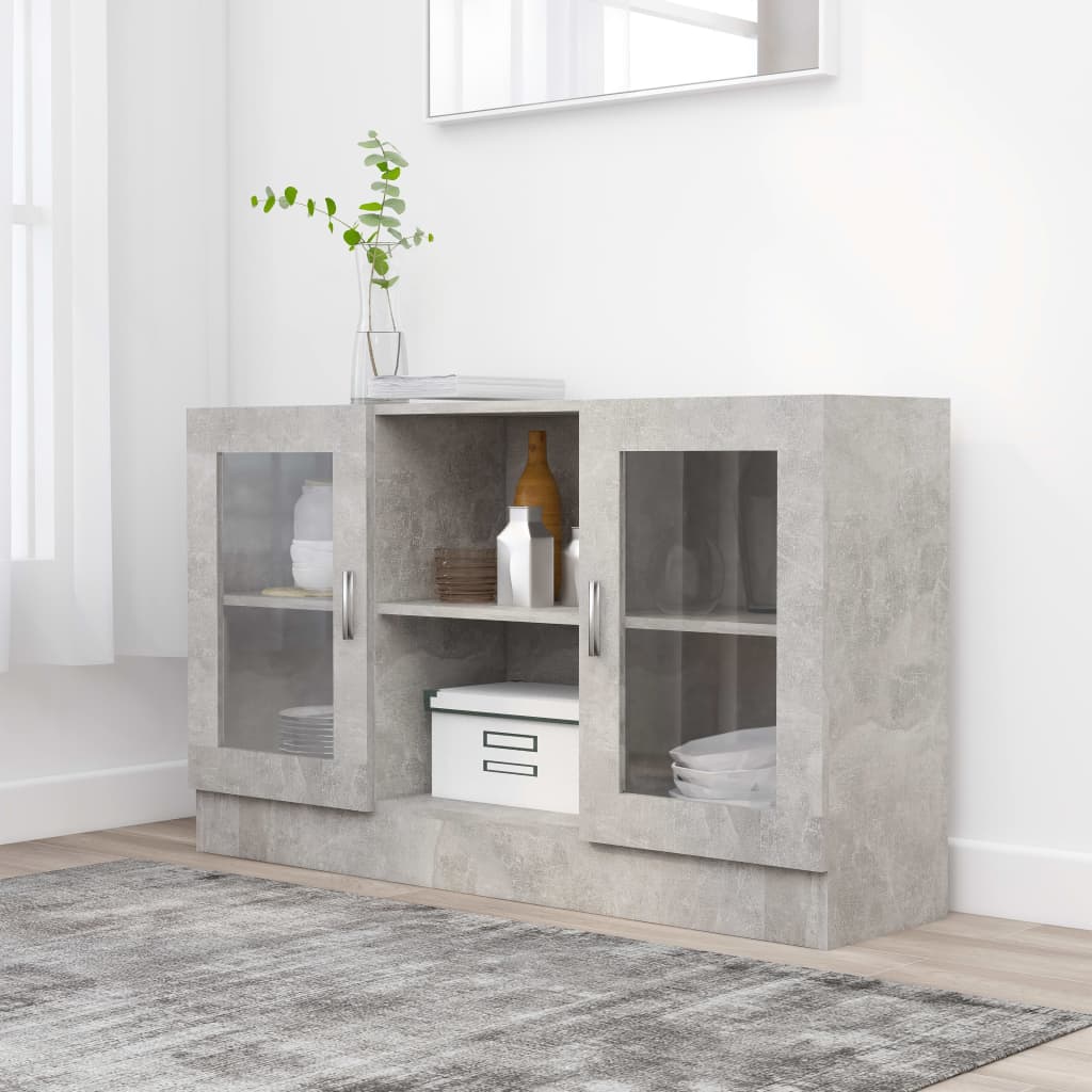 Display Cabinet Concrete Grey 120x30.5x70 cm Wood Material