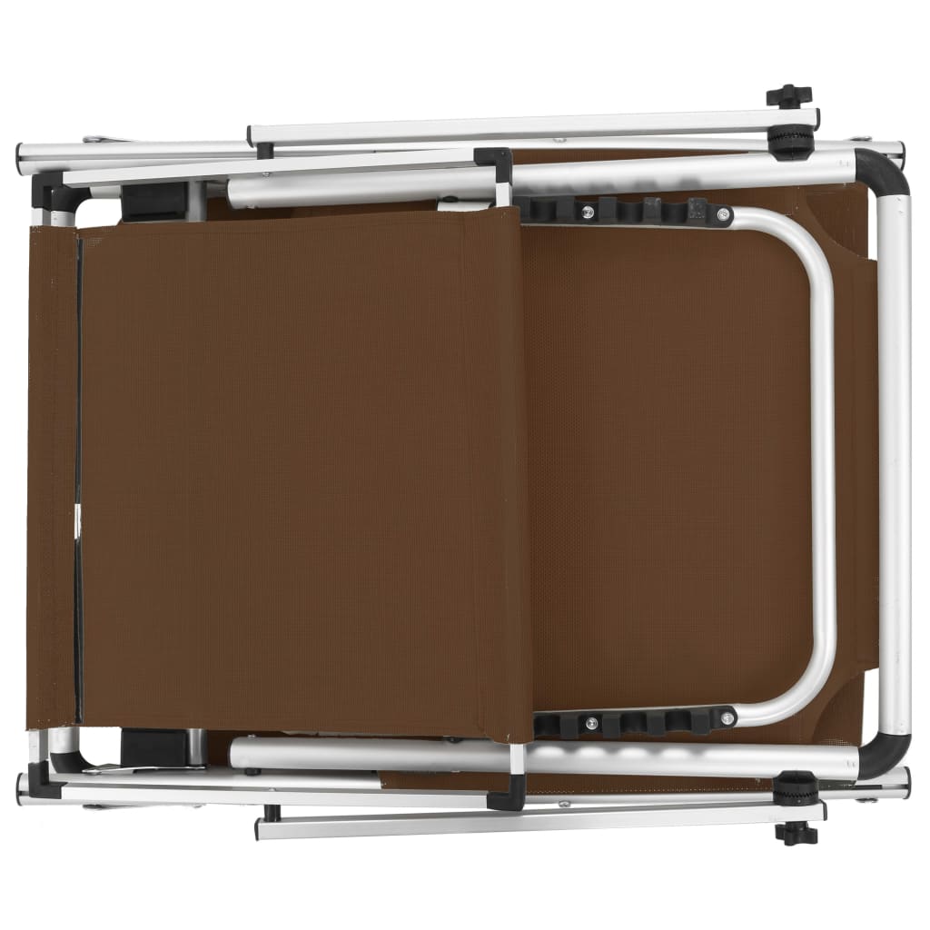 Folding sun loungers with roof 2 pcs. Alu Textilene Brown
