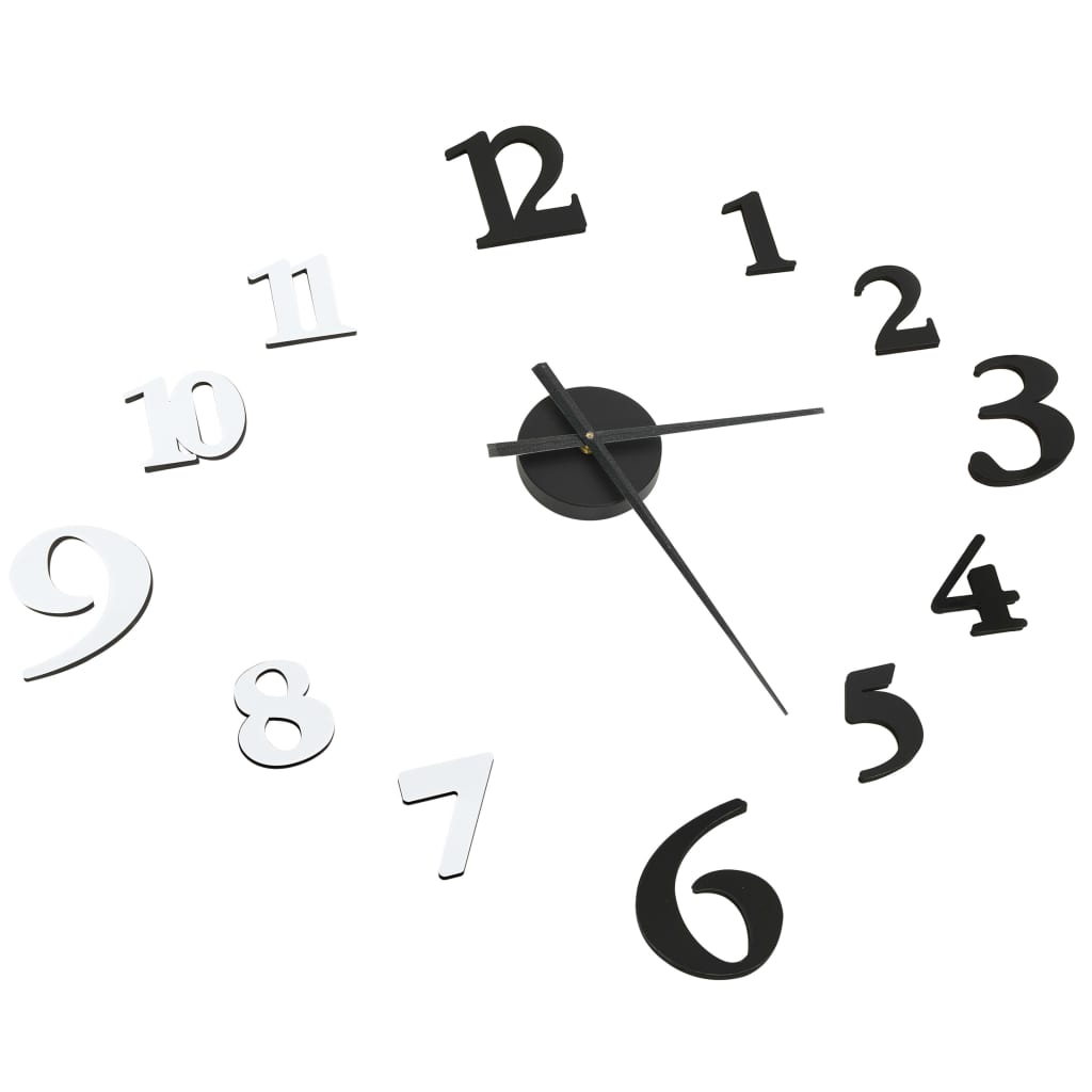 3D Wall Clock Modern Design Black and White 100 cm XXL