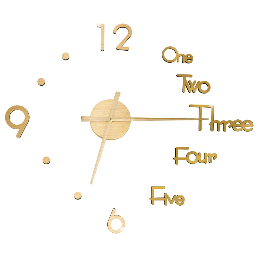 3D Wall Clock Modern Design Golden 100 cm XXL