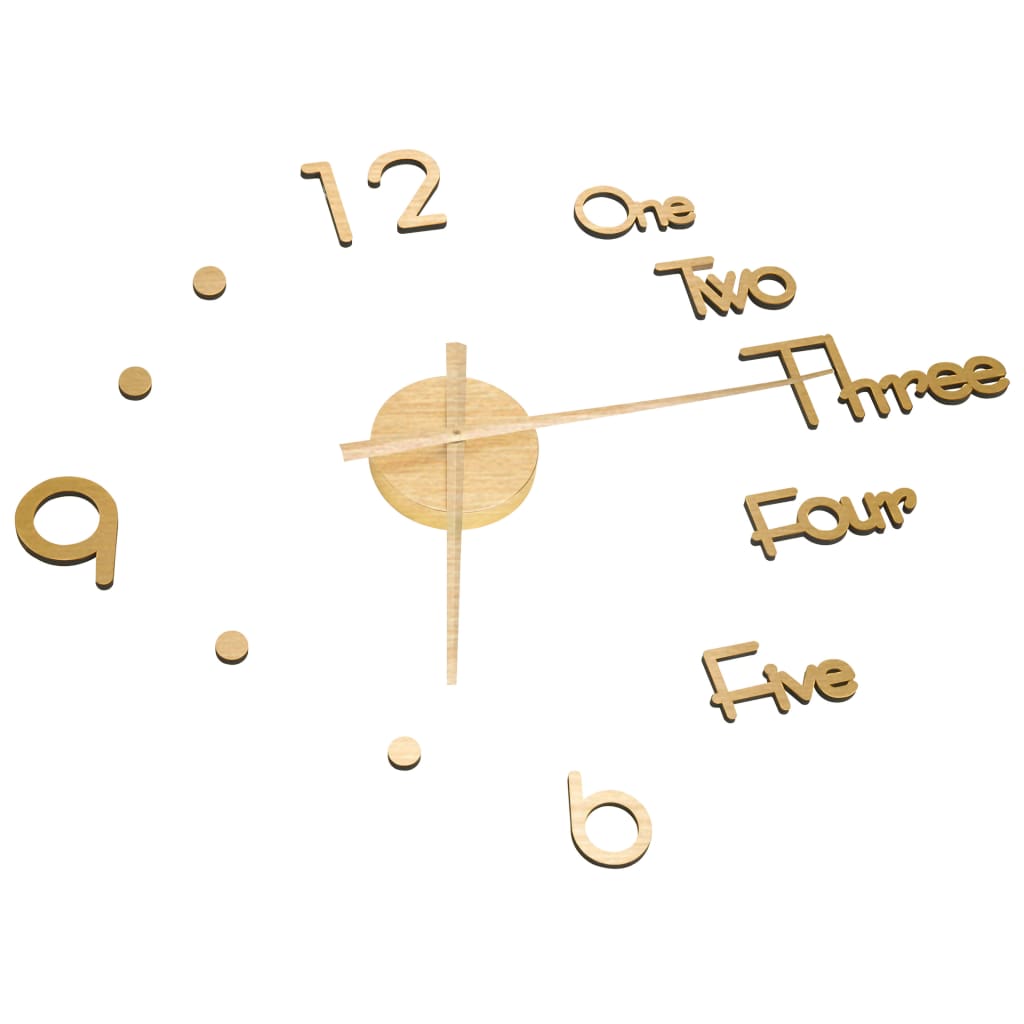 3D Wall Clock Modern Design Golden 100 cm XXL