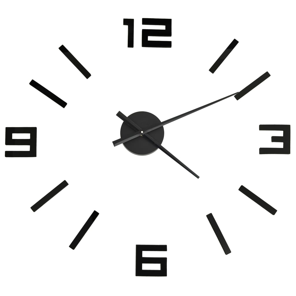3D Wall Clock Modern Design Black 100 cm XXL