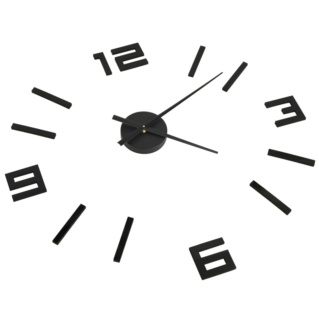 3D Wall Clock Modern Design Black 100 cm XXL