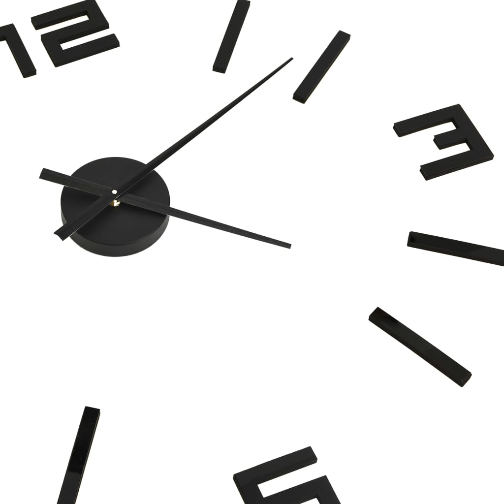 3D Wall Clock Modern Design Black 100 cm XXL