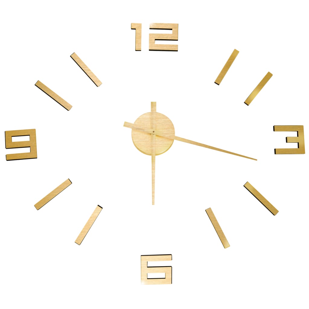 3D Wall Clock Modern Design Golden 100 cm XXL