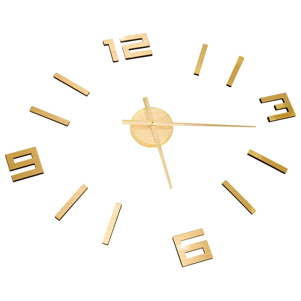 3D Wall Clock Modern Design Golden 100 cm XXL