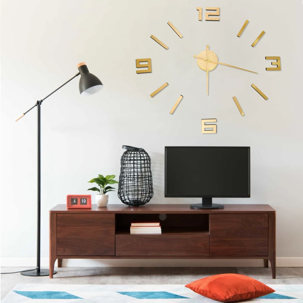3D Wall Clock Modern Design Golden 100 cm XXL