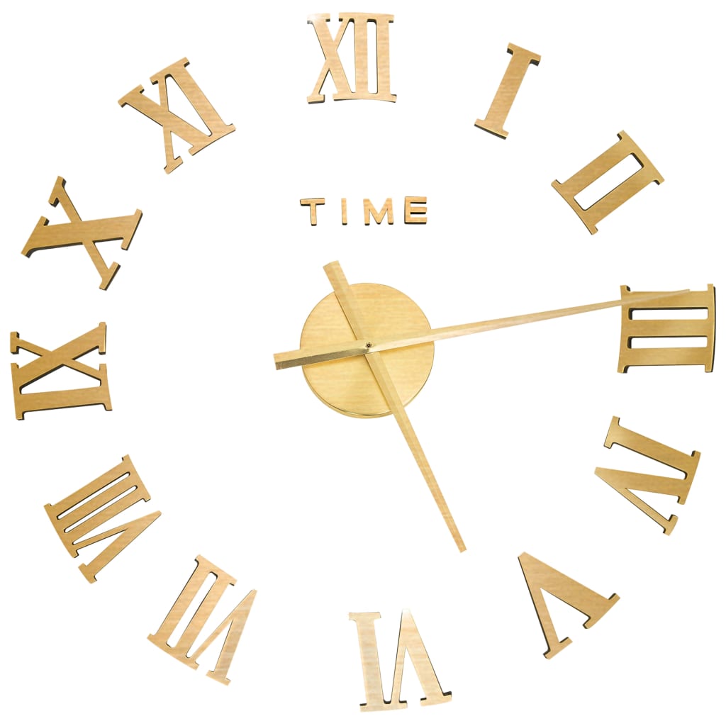 3D Wall Clock Modern Design Golden 100 cm XXL