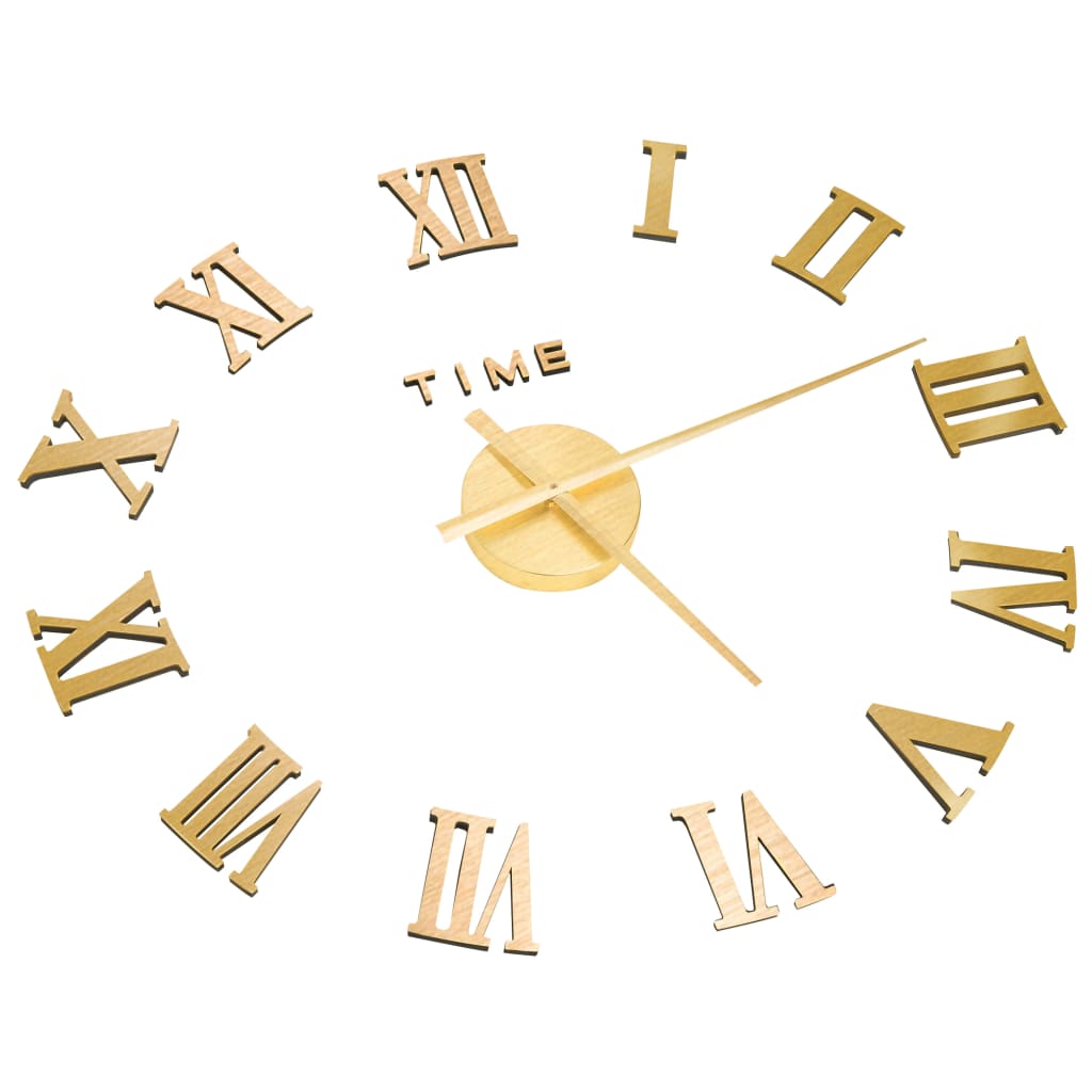 3D Wall Clock Modern Design Golden 100 cm XXL