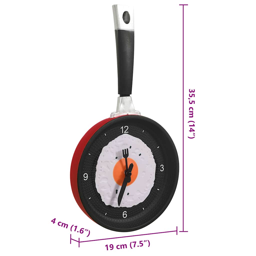 Wanduhr mit Spiegelei-Pfannen-Design 18,8 cm