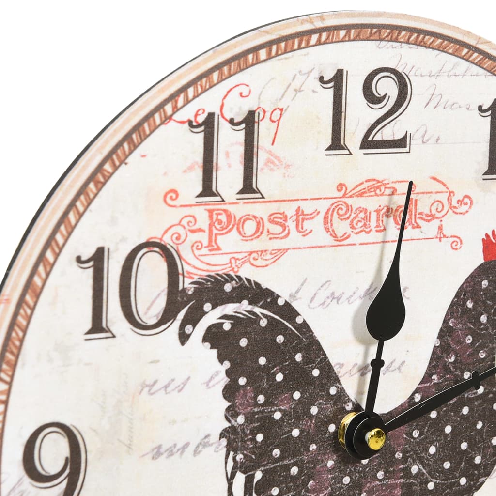 Wanduhr mit Huhn-Design Mehrfarbig 30 cm MDF