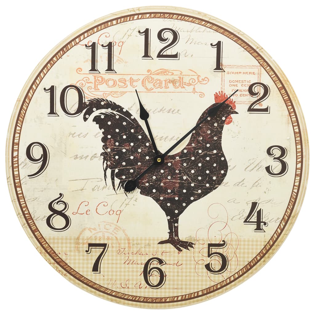 Wanduhr mit Huhn-Design Mehrfarbig 60 cm MDF