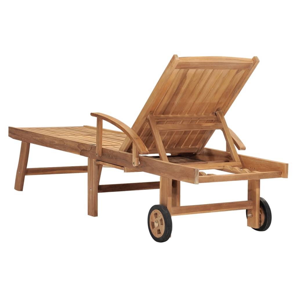 Chaise longue en bois de teck massif