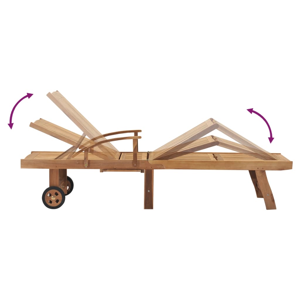 Chaise longue en bois de teck massif