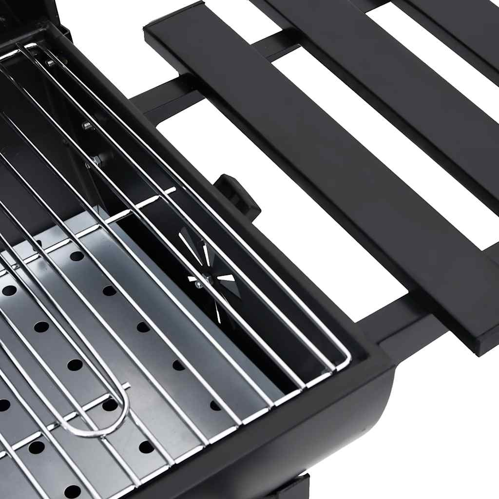 Chariot de barbecue avec roulettes et étagères, acier noir, 115 x 85 x 95 cm