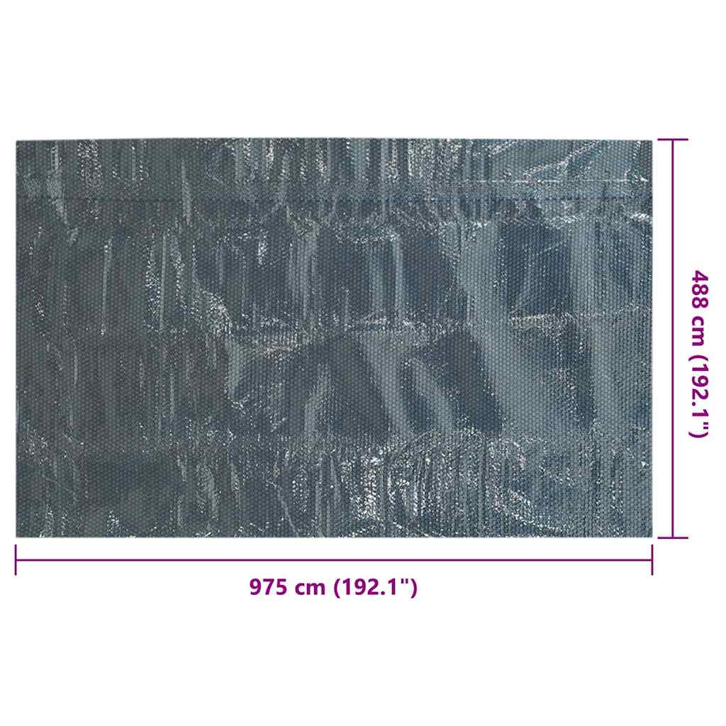 Treibende Pool-Solarplane PE 975x488 cm Schwarz und Blau
